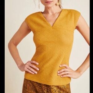 Maeve Golden Sleeveless V-Neck Top